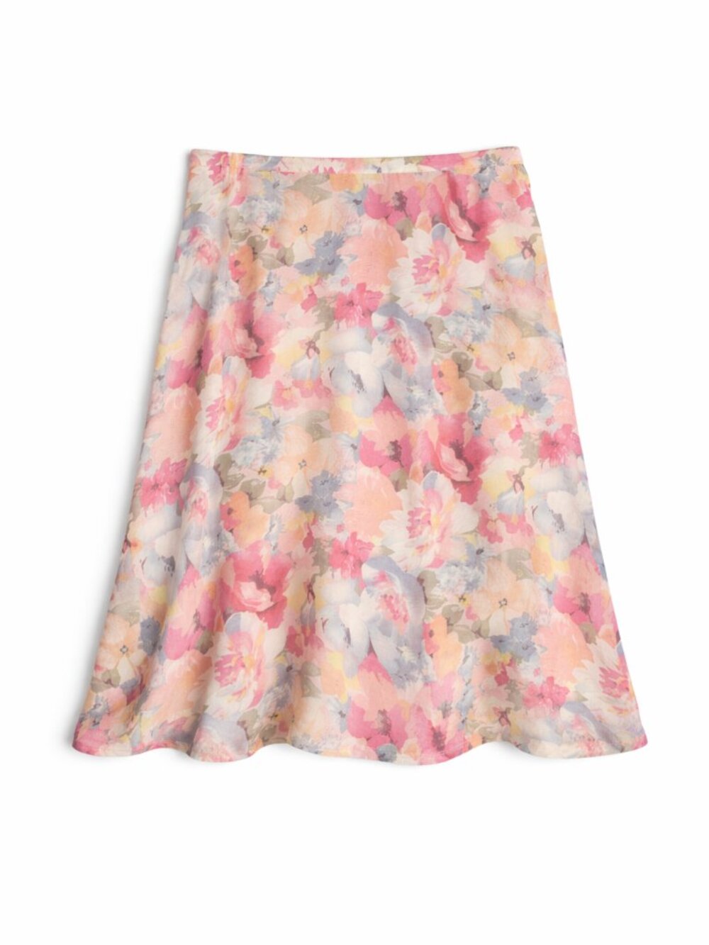Valerie Stevens Y2K A-Line Silk Skirt in Pink and Cream Floral, Size 10P